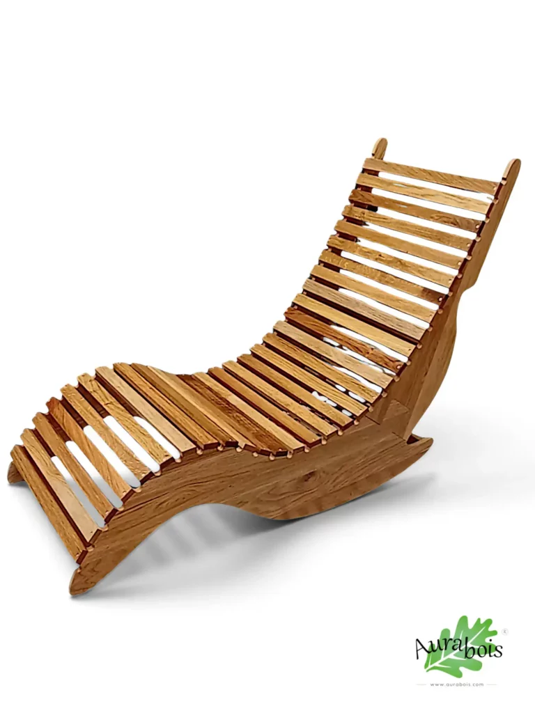Chaise longue en chêne massif naturel huilé lin et huile de tung