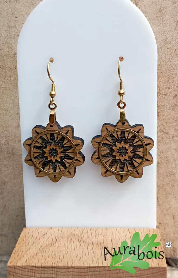 Boucles d'oreilles Cardinal chêne