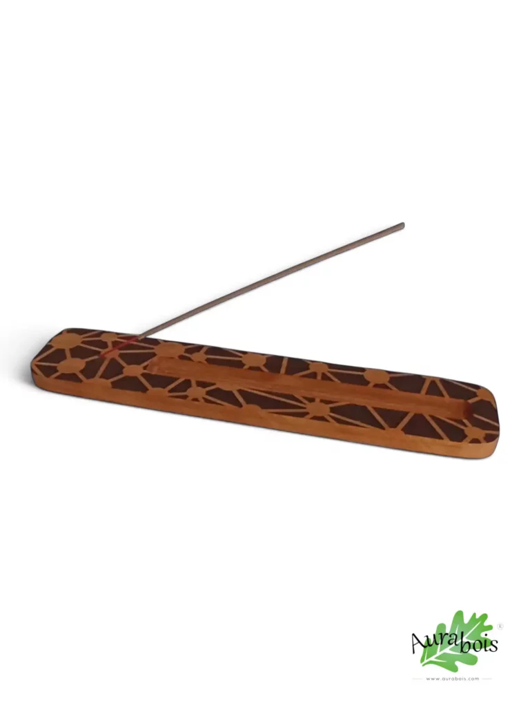 Porte-encens en bois de merisier massif – Modèle « Neurone » – Gravure laser