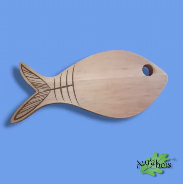 Planche à découper en bois de hêtre en forme de poisson, gravée au laser et huilée à l'huile de lin