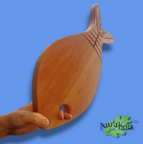 Planche à découper en bois de hêtre en forme de poisson, gravée au laser et huilée à l'huile de lin