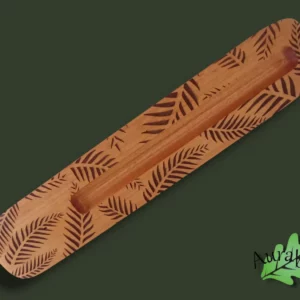 Support à encens en merisier – Gravure Palmier – Modèle « Palme » – Fait main en France