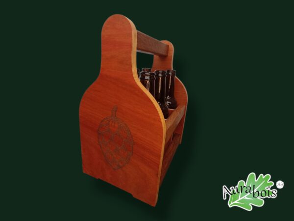 Casier à bière en bois massif pour 6 bouteilles de 33cl - Artisanat français