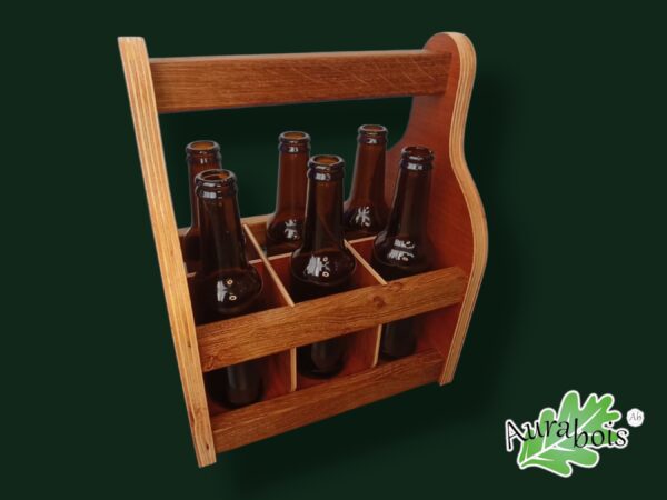 Casier à bière en bois massif pour 6 bouteilles de 33cl - Artisanat français