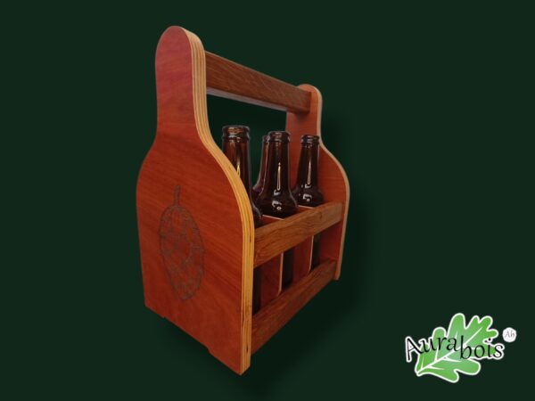 Casier à bière en bois massif pour 6 bouteilles de 33cl - Artisanat français
