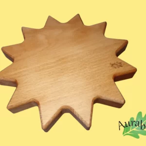 Assiette Apéro Soleil en Bois de Hêtre – 4 Compartiments – Fabrication Artisanale Aurabois
