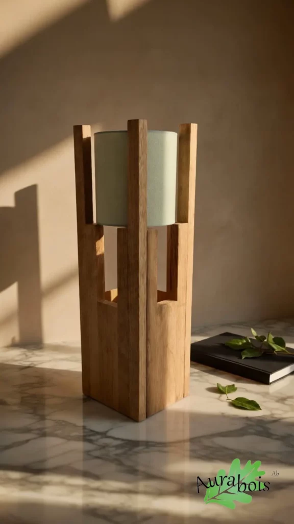 Pied de lampe en bois de chêne massif “Éclat”